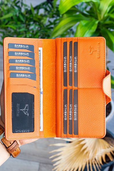 Garbalia Martha Genuine Leather Orange Unisex Portfolio Wallet