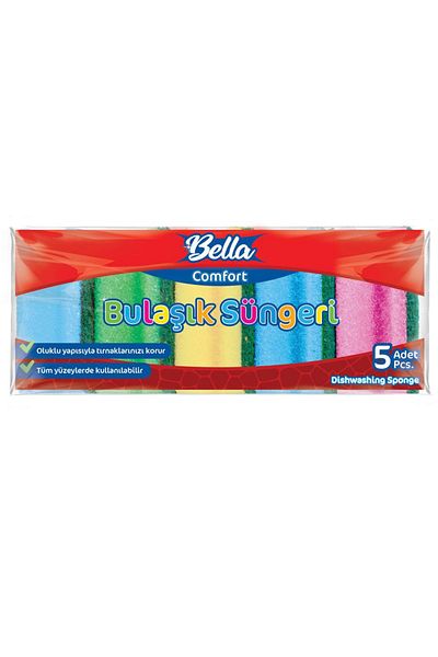 Banat Bella Comfort Colorful Corrugated Dish Sponge 5 Pack