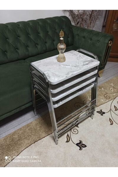 aldagelsin Mermer Desenli Şık 4'lü Piramit Tepsi Zigon