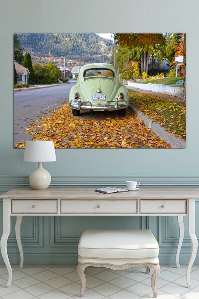 Morfil Sanat Atölyesi Vosvos Vintage automobil Gradski pejzaž Slika na platnu