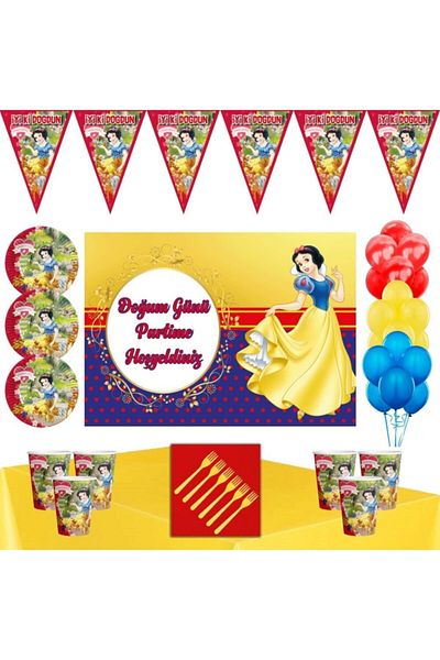 Parti Furyası Snow White Theme Set for 8 People with Banners