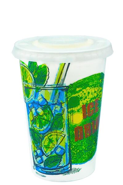 Aygün Cup 12 Oz Plastik Kapaklı Karton Soğuk Içecek Bardağı 300 Ml - 100'lü