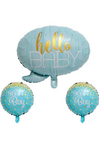 Kazanabil Hello Baby Its A Boy Themed Foil Balloon Set Blue