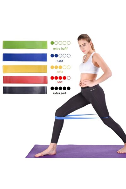 SARFEX Pilates Direnç Lastiği Seti 5li Yoga Gym Egzersiz Bandı Spor Seti