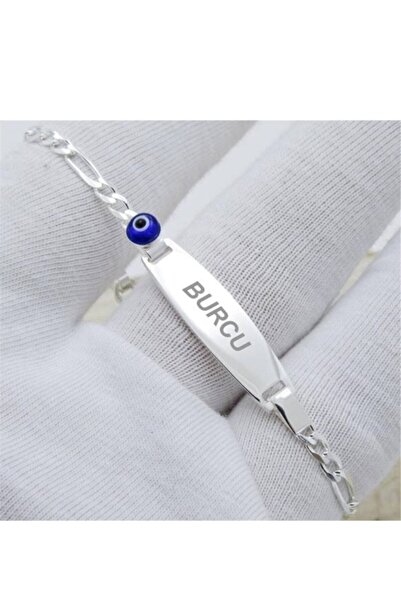 Gökdeniz 925 Unisex Nazarlı Gümüş Bebek Çocuk Künyesi