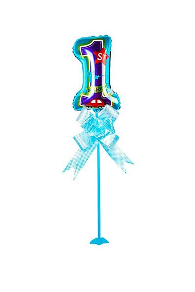 Kazanabil 1 Year Old Figured Party Table Decoration Foil Balloon with Sticks Blue