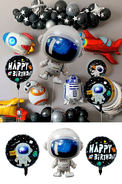 Kazanabil Set of 3 Space Themed Astronaut Foil Balloons