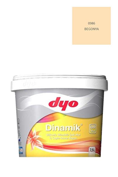 Dyo Dinamik Silikonlu Silinebilir Ipek Mat Iç Cephe Duvar Boyası 0986 Begonya 7,5 Lt