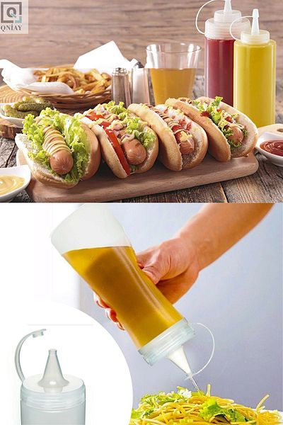 QNİAY عرض مطبخ الشيف 3 قطع وعاء زيت صلصة وخل 700 مل زجاجة توابل صلصة مع غطاء