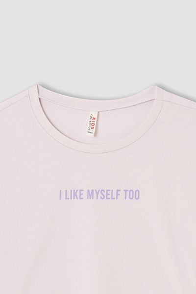 DeFacto Tricou cu mânecă scurtă cu imprimeu text pentru fetiță