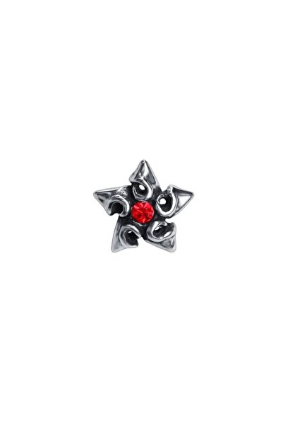 northstarshop حلق ريد ستار زركون ستون بايكر مودرن رجالي ستيل (مفرد)