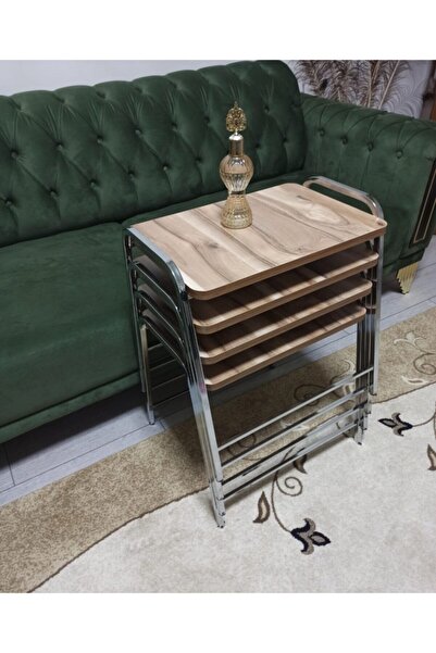 aldagelsin Ceviz Desenli Şık 4'lü Piramit Tepsi Zigon