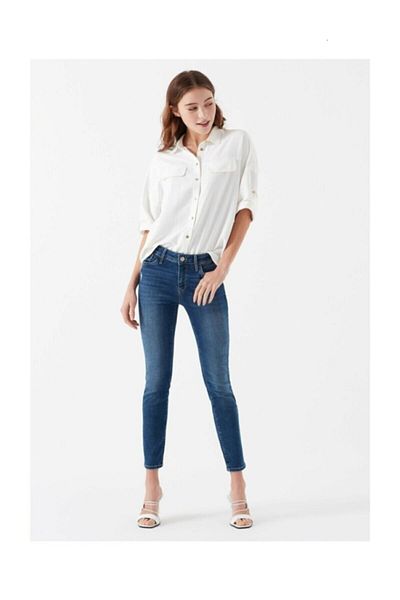 Trn JNS Pantaloni din blugi din blugi din blugi din lycra cu talie înaltă pentru femei asiatice