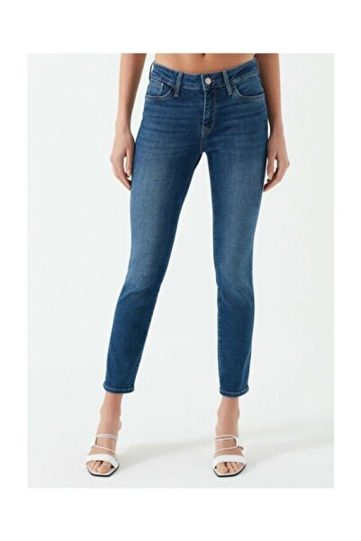 Trn JNS Азія Жіночі сині джинси з високою талією та еластичним поясом