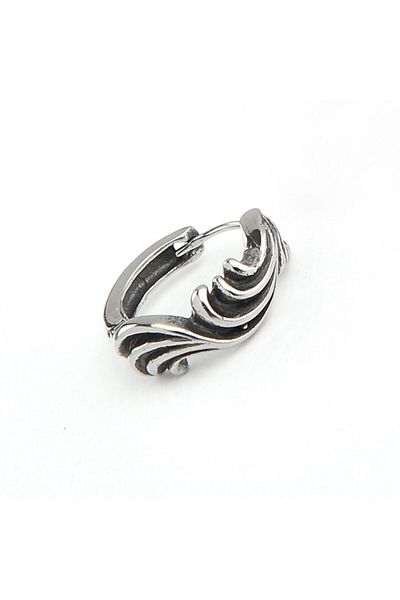 northstarshop Vintage Design Hoop 316l Biker Snap Steel Earrings (single)