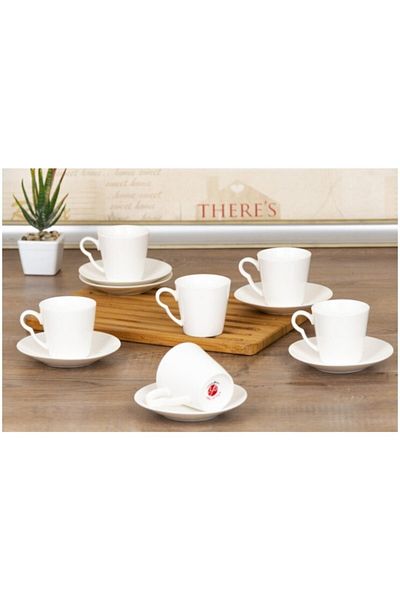 BUENOS Set of 6 Porcelain White Cups