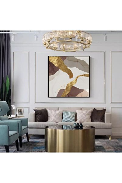 Markazip Siyah Metal Çerçeveli Kanvas Tablo 90x90cm Kod: Hk0023-s