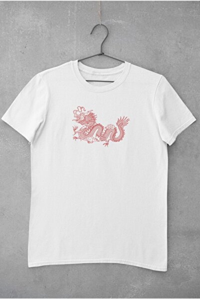 Kio Tasarım Ανδρικό T-Shirt Red Dragon Printed 100% βαμβάκι