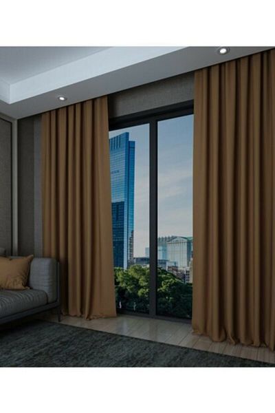 Brillant Blackout Blackout Sunshade Curtain Camel Color Without Pleat (flat Planting)
