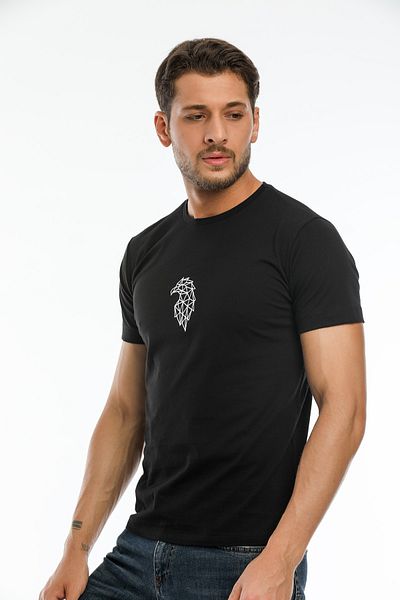 Argentum Look Men's Black Eagle Embroidered 100% Cotton Regular T-Shirt
