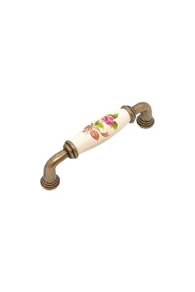 RFORM 5Pcs Porcelain Cabinet Kitchen Drawer Furniture Handle Antique Cream Pattern 96mm (9.6cm) Axle