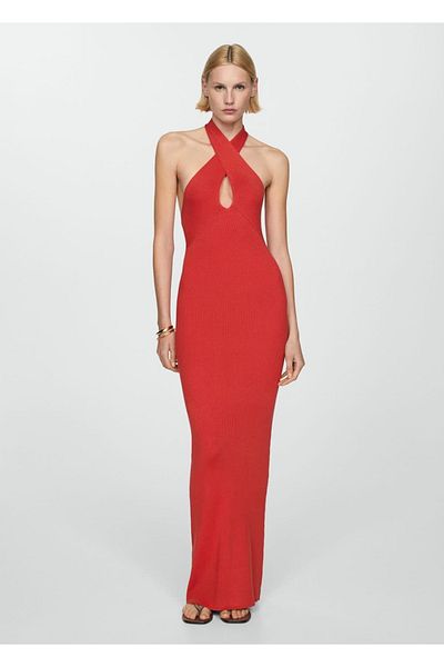 MANGO Woman Rochie de tricotaj cu gât Halter