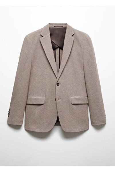 MANGO Man Dar kesimli kalıplı pamuklu blazer ceket