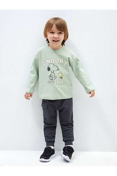 LC Waikiki Crew Neck Printed Sweatshirt and Sweatpants for Baby Boy - Set of 2