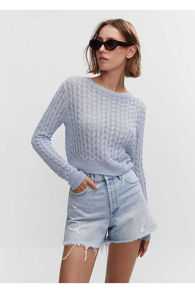 MANGO Woman Pantaloni scurți drepti cu talie joasă