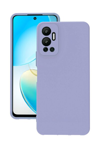INFINIX Hot 12 Uyumlu Kılıf Kamera Korumalı Silikon Zore Biye Arka Kapak Lila