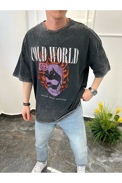 NOMARC Cold World Yıkamalı Füme T-Shirt