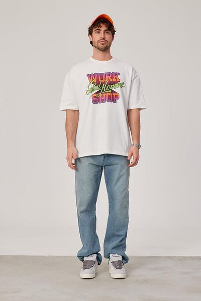 NOMARC Tricou alb cu imprimeu colorat Work Shop