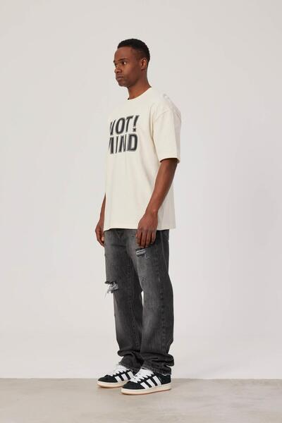 NOMARC Men's Not Mind Written Cream T-Shirt