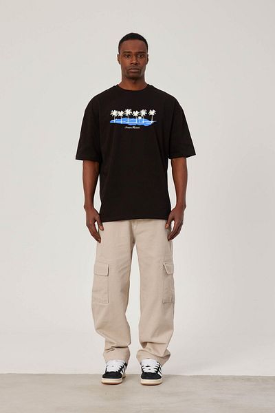 NOMARC Μαύρο T-Shirt - Χαβάης με στάμπα