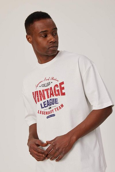 NOMARC Λευκό μπλουζάκι με στάμπα Vintage League