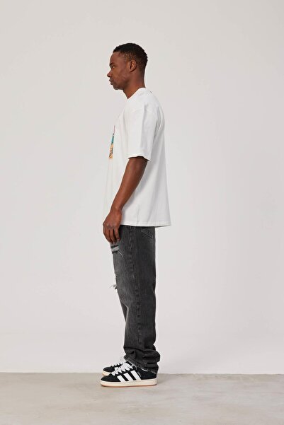 NOMARC Біла футболка з принтом скелета чоловіка-серфера