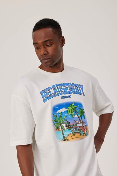NOMARC Tricou alb - Imprimat Becausenody