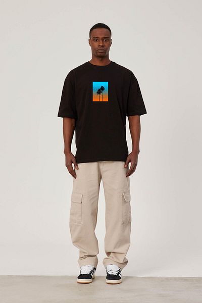 NOMARC Μαύρο T-Shirt - Μπροστά με στάμπα δέντρου