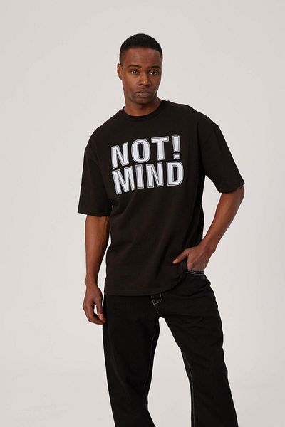 NOMARC Μαύρο T-Shirt - Σημείωση Μυαλό Γραμμένο