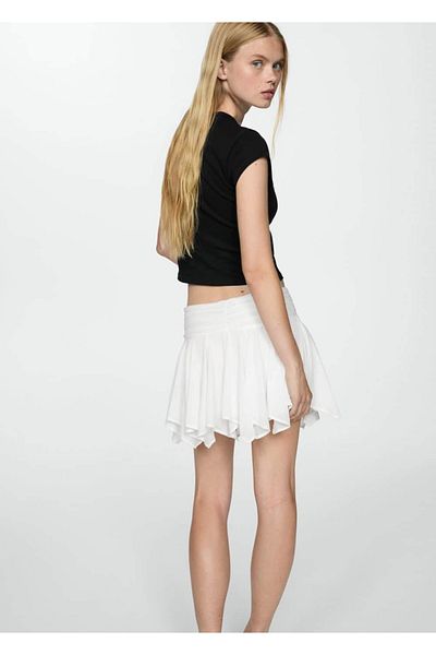 MANGO Woman Asymmetrical Tie Detailed Mini Skirt