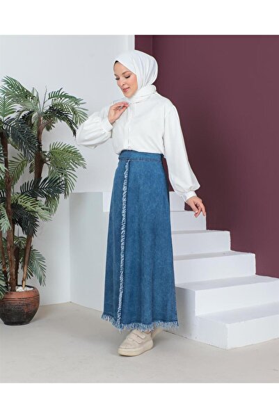 MİSSKAYLE Fusta de blugi hidžáb deschisă spălată cu zăpadă