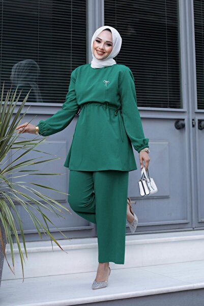 MİSSKAYLE Σετ Βρογχικής Λεπτομέρειας Πράσινο Hijab