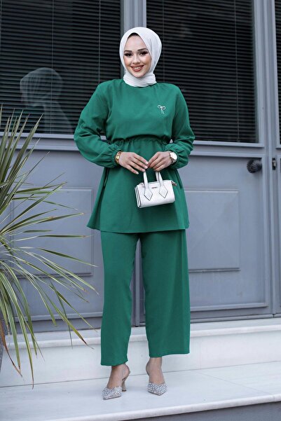 MİSSKAYLE Σετ Βρογχικής Λεπτομέρειας Πράσινο Hijab