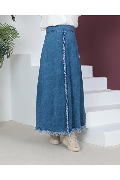 MİSSKAYLE Fusta de blugi hidžáb deschisă spălată cu zăpadă