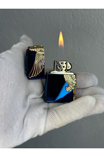 HK GİFT SHOP Kabartmalı kanatlı melek figürlü metal gazlı çakmak