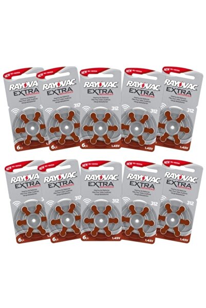 RAYOVAK Rayovac Extra 312 Kulaklık Pili Işitme Cihazı Pili 6'lı 10 Paket