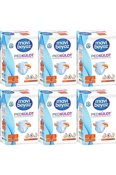 Mavi beyaz Pad Absorbent Panties Xlarge Size Patient Diapers 30 Pack - 180 Pieces