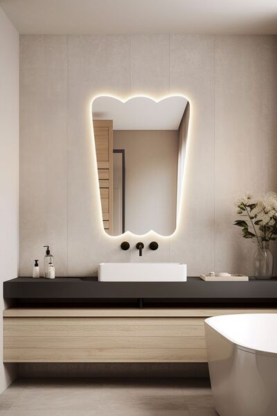 Mirze Life 105x65cm Büyük Boy Led Işıklı Banyo Aynası, Gün Işığı Aydınlatmalı...