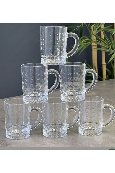 AROW Tr-4225 Raena 6-Piece Glass Handle Coffee Side Cup Set