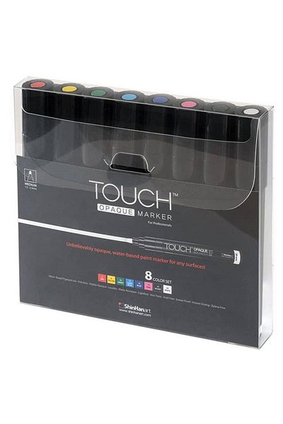 Shinhan Art 8 Colors Medium Acrylic Painting Pen - Touch Opaque, 1.5-2.3 mm Tip